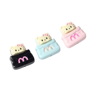 Cute cartoon cat charms in black, blue and pink handbags for DIY jewelry making