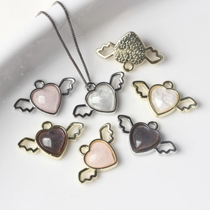 Heart Angel Wing Alloy Resin Glitter Pendant DIY Charms For Necklace Bracelet Making Jewelry Accessory For Women Jewelry Making
