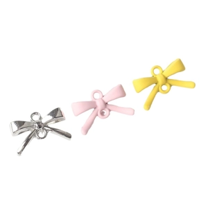 Connettori a fiocco in lega colorata rosa, giallo e argento per la creazione di gioielli DIY