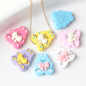 Simpatici Ciondoli a Forma di Coniglio in Lega Perle Sfuse Fiocco Colore Macaron per Collana Bracciale Fai da Te Accessori per la Creazione di Gioielli