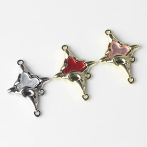 Star-shaped enamel cross connectors in gold and silver alloy for DIY jewelry making
