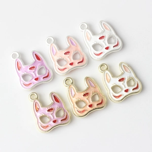 Japanese style alloy mask charms for DIY jewelry making in assorted colors