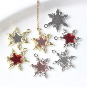 Simple Alloy Resin Inlaid Hexagram Star Pendant Snowflake Rhinestone Charms For DIY Necklace Bracelet Making Jewelry Accessories