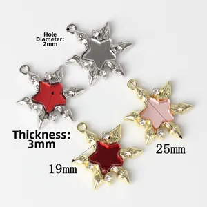 Star-shaped alloy resin charms with rhinestone accents for DIY jewelry making