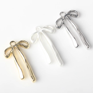 Colgantes de lazo en aleación minimalistas en oro, plata y blanco mate para joyería DIY