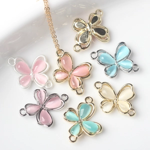 Butterfly alloy resin connectors for DIY jewelry making in multiple colors with gold finish