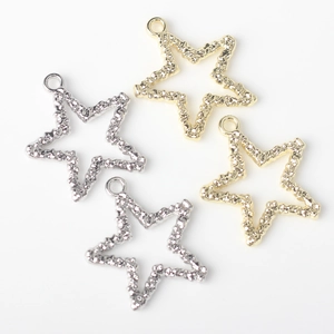Golden and silver hollow star charms with hammered texture for DIY jewelry making