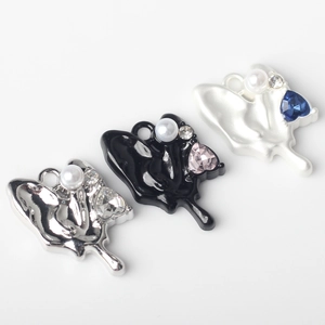 Lava-style butterfly pendants with pearls and rhinestones for DIY jewelry making