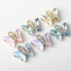 Minimalist alloy butterfly pendants with cubic zirconia for DIY jewelry making