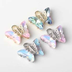 Minimalist butterfly pendants with colorful zircon inlay for DIY necklace jewelry making