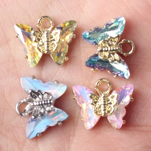 Minimalist alloy butterfly pendants set in yellow, blue, pink and white for jewelry DIY