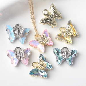 Alloy Synthetic Crystal Butterfly Charms For DIY Jewelry Making Necklaces Bracelets Earrings Accessory Butterfly Pendants