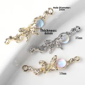Colgantes de mariposa con circonitas en oro y plata para creación de joyas DIY