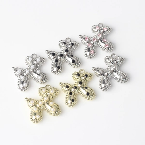DIY jewelry balloon dog charms with zircon and pearl inlays for necklaces and bracelets