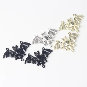 Alloy bat pendant connectors in black, silver, and gold for DIY jewelry making