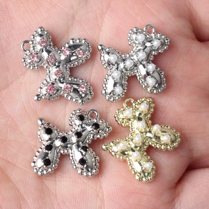 Balloon dog pendants with zircon and pearls for DIY jewelry making, set of four styles