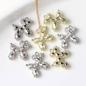 Alloy Balloon Dog Pendants With Zirconia Artificial Pearl Inlay For DIY Necklace Bracelet Making Women Jewelry Accessories