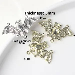 Alloy bat pendant connectors in silver and gold for DIY necklace jewelry making
