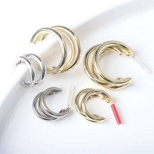 Set di orecchini a cerchio minimalisti in argento S925 placcati oro e argento
