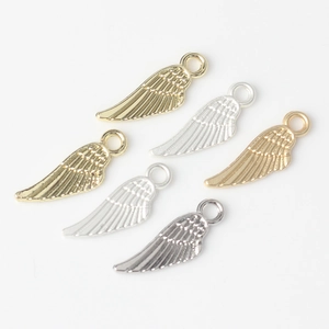 Minimalist alloy feather charms for DIY jewelry making in various metallic colors