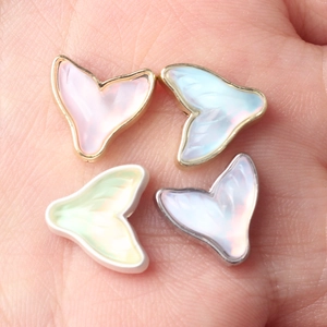 Alloy resin mermaid tail charms for DIY jewelry making in assorted iridescent colors