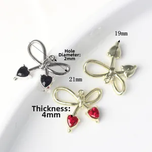 Colgante de lazo minimalista con circonita de corazón para crear joyas DIY 19x21mm
