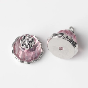 Détails de breloques pudding en résine rose avec bases métalliques pour bijoux DIY