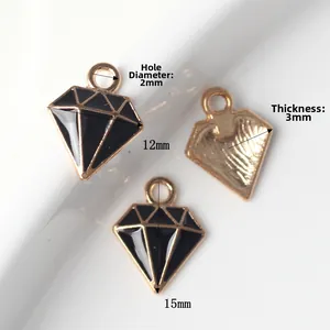Tres colgantes de esmalte y aleación en forma de diamante para hacer joyas DIY