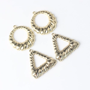 Pendentifs géométriques creux dorés à texture en spirale pour bijoux DIY
