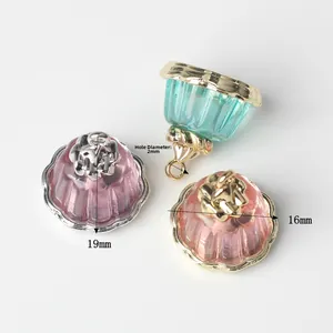 Pendentifs lotus en résine colorée avec base en métal pour bijoux DIY, taille 19x16mm