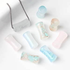 Simple Alloy Bamboo Knot Shape Painted Beads DIY Jewelry Making Accessories Marble Pattern Art Ink Wash Ear Plugs Spacers