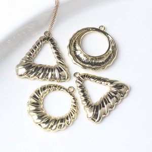 Pendentifs en Alliage à Texture Spirale Géométrique Plaqués Or Charmes Ronds Triangulaires Pour Fabrication de Bijoux DIY Colliers