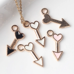 Simples Pendentifs Cœur Flèche en Alliage Émaillé Goutte d'Huile Cupidon Breloques pour DIY Fabrication de Collier Bracelet Bijoux