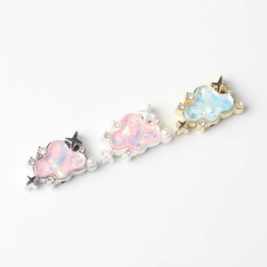 Cuentas de resina en forma de nube con piedras iridiscentes y diamantes para joyas DIY