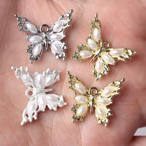 Pendentifs papillon minimalistes avec incrustation de perles pour création de bijoux