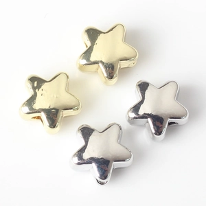 Cuentas de estrella en aleación dorada y plateada pulida para creación de joyería DIY
