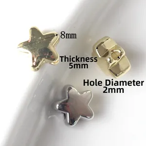 Cuentas de estrella de 8mm en aleación oro y plata para creación de joyas DIY