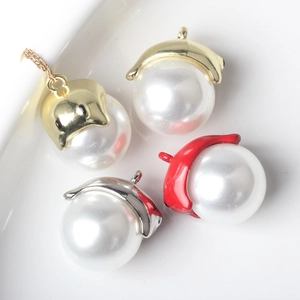 Alloy Lacquer Faux Artificial Pearl Cute Ghost Acorn Dolphin Shape Pendant Only For DIY Keychain Bracelet Necklace Jewelry Making