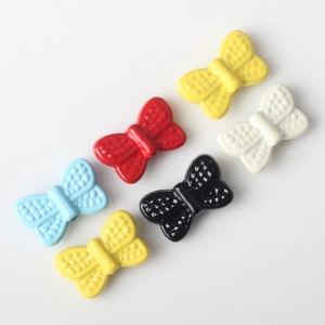Colorful alloy bow beads in yellow red blue white and black for DIY jewelry making