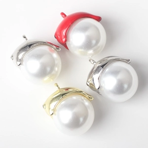 Acorn-shaped pearl pendants in gold, silver and red for DIY jewelry making