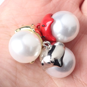 Cute ghost pearl pendants with colorful alloy caps for DIY jewelry necklaces