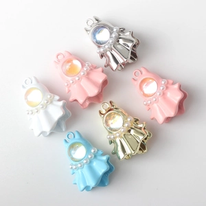 Ghost charm pendants with colorful gemstones and pearls for DIY jewelry making