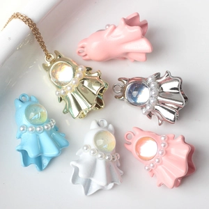 Alloy Zirconia Artificial Pearl Halloween Ghost Pendants For DIY Bracelet Necklace Spooky Spirit Charms Jewelry Making Accessories