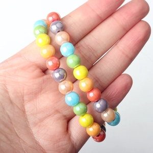 8mm candy colored glass beads bracelets in mixed macaroon shades for DIY jewelry