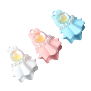 Ghost charms with imitation pearls and transparent caps for DIY jewelry making