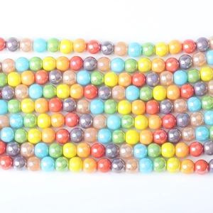 Mixed candy color 8mm glass round beads for DIY jewelry with pearl luster finish