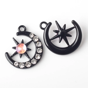 Detail von Sonnen- und Mond-Anhängern aus Legierung mit Zirkon-Inlay für DIY-Schmuck