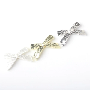Minimalist alloy bow pendants with diamond texture in silver and gold for DIY jewelry