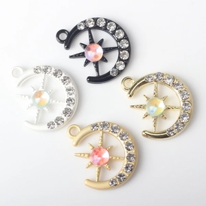 Stern- und Mondanhänger aus Legierung mit Zirkonia-Inlay und Opal für DIY-Schmuck