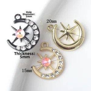 Minimalistische Sonnen- und Mondanhänger aus Legierung mit Zirkonia für DIY Schmuck